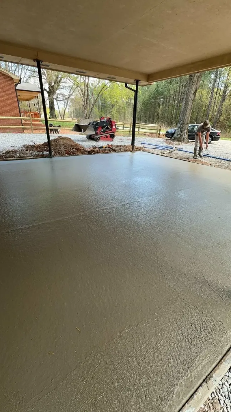 Concrete slab pour under a covered structure protected from weather — Old North Concrete Co.