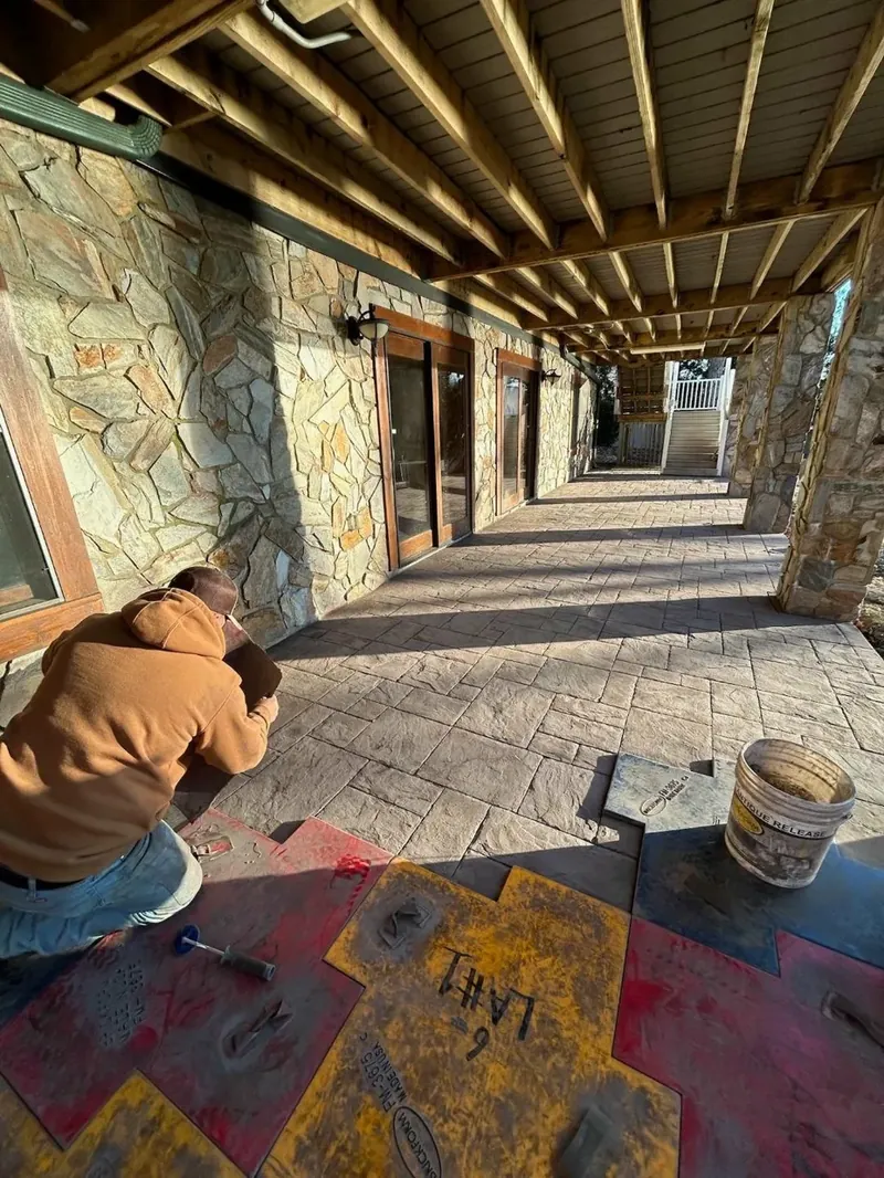 Step 4: Applying stamp mats and release agent — Old North Concrete Co.